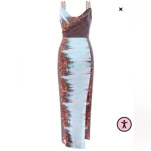 Pretty little thing Multi Snake Print Chiffon Bralet Detail Strappy Maxi Dress 6